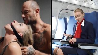 Hot flight attendant multiple orgasms