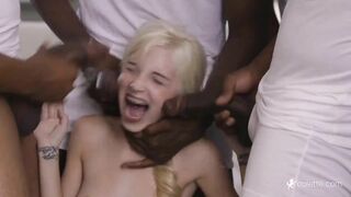 Tiny Blonde Gang banged by Black Guys